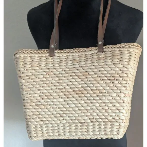 Vintage Y2K Cappelli Straworld Flamingo Sequin Straw Beach Tote Bag - Picture 3 of 6